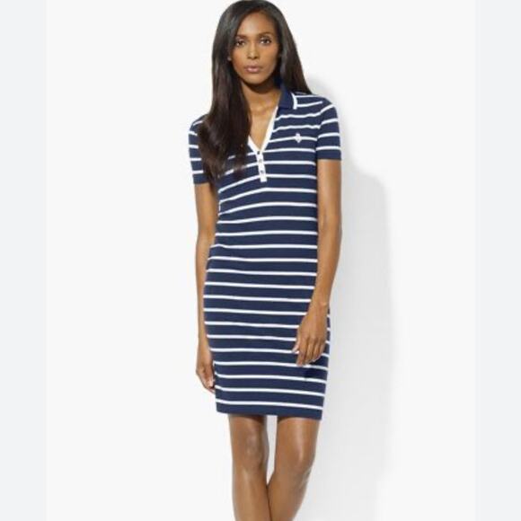 Lauren by Ralph Lauren Dresses & Skirts - LAUREN RALPH LAUREN T Shirt Mini Dress Logo Crest Blue White MP SML Prep Tennis